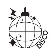 Disco Ball doodle vector outline Sticker. EPS 10 file