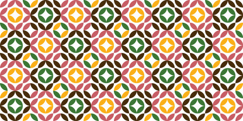 Retro flowers background. Seamless pattern. Vector. レトロな花のパターン