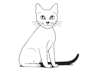 A line art cute cat vector coloring page for kids