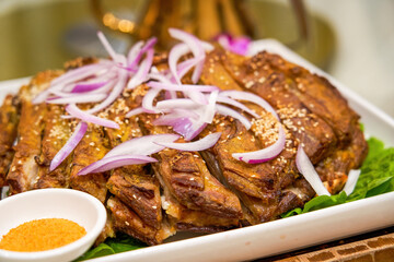 A delicious Chinese Xinjiang dish, grilled lamb chops