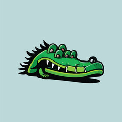 Realistic Cute Alligator Vector Logo Icon Sports Mascot flat vector illustration