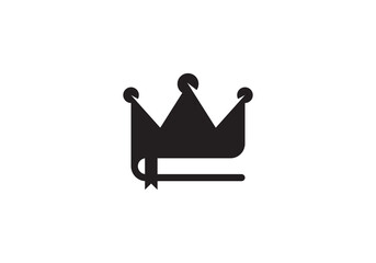 crown with book logo design. king education inspiration vector symbol.