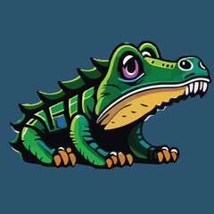 Realistic Cute Alligator Vector Logo Icon Sports Mascot flat vector illustration