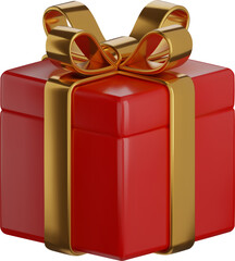 isolated red and gold gift box. christmas 3d gift box