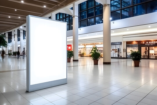 Blank Billboard Advertising in Shopping Mall - Generative AI