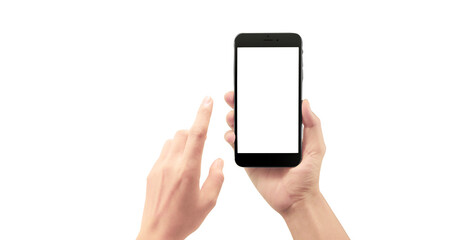 Hand holding new smartphone . Smartphone  png