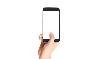 Hand holding new smartphone . Smartphone  png