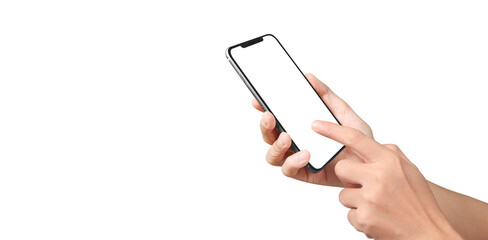 Hand holding new smartphone . Smartphone  png
