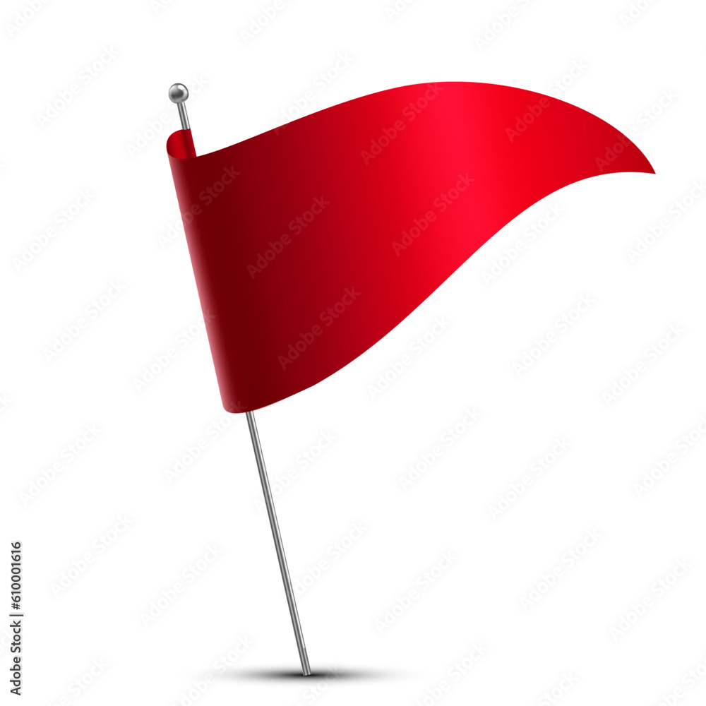 Poster red flag triangular shape symbol of success promotion banner on white background vector graphic eps1