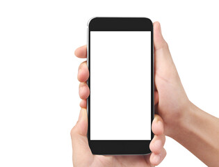 Hand holding new smartphone . Smartphone  png