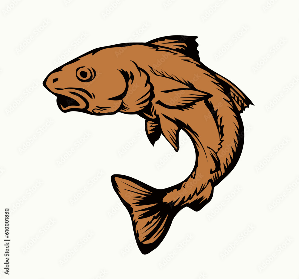 Wall mural Vector drawing. Fish in the water - Wall murals