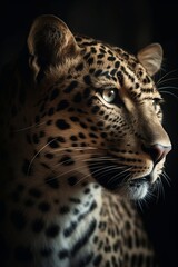 Fototapeta na wymiar Portrait of a leopard, Generative AI