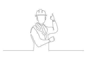  Continuous line drawing of a contractor worker concept vector illustration. Premium vector. 