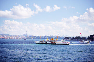 Travel by Turkey. Istanbul Ferryboat. in Bosphorus.