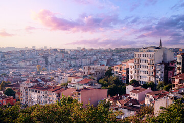 Fototapeta na wymiar Beautiful cityscape with tiled roofs of Istanbul, Turkey.