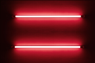 Two red neon bulbs on white wall - 610004067
