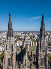 Basilica of Lujan, city of La Plata, Buenos Aires. Drone photography.