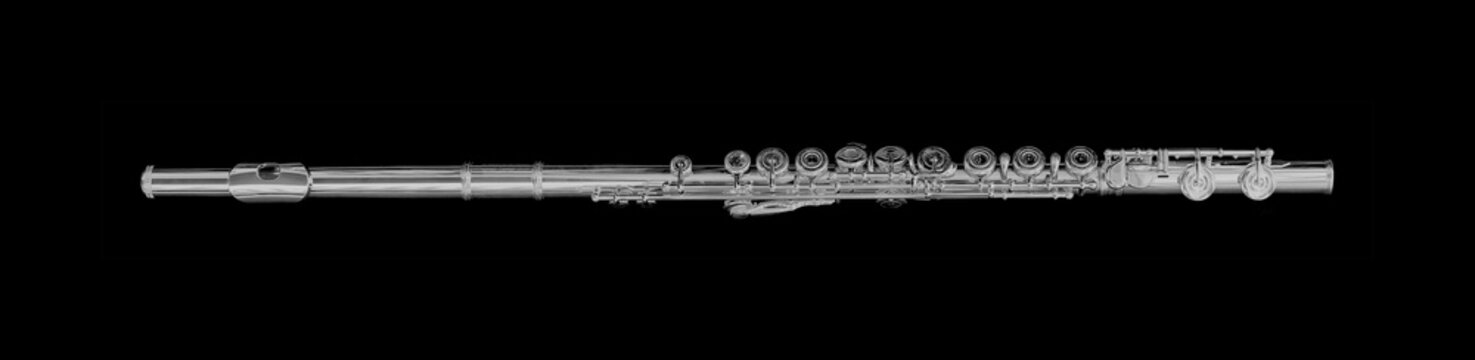querfl&ouml;te, flute, flauta travesera, fl&ucirc;te traversi&egrave;re, flauto traverso, flauta transversal, instrument, woodwind, full length image, isolated on black background