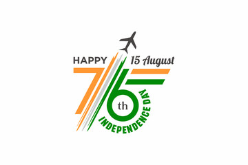 76 year Happy independence day India Vector Template Design Illustration, Seventy six years of indian independence day - obrazy, fototapety, plakaty
