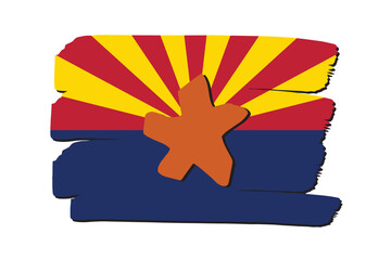 Arizona State Flag with colored hand drawn lines in Vector Format