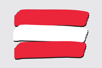 Austria Flag with colored hand drawn lines in Vector Format