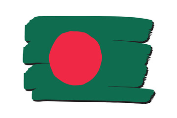 Bangladesh Flag with colored hand drawn lines in Vector Format