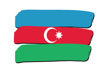 Azerbaijan Flag with colored hand drawn lines in Vector Format