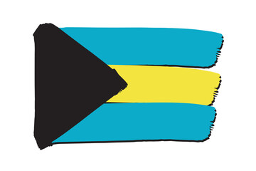 Bahamas Flag with colored hand drawn lines in Vector Format