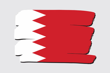 Bahrain Flag with colored hand drawn lines in Vector Format