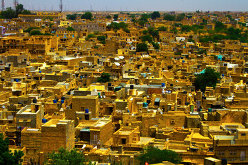 Aerial of Golden City, Jaisalmer, Rajasthan, India