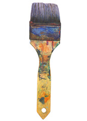 artist's paintbrush with paint splatters, design element, isolated on transparent background