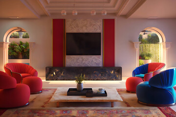 A beautifully furnished living room. - obrazy, fototapety, plakaty