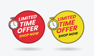 Red and yellow Limited time offer stickers with clock for promotion