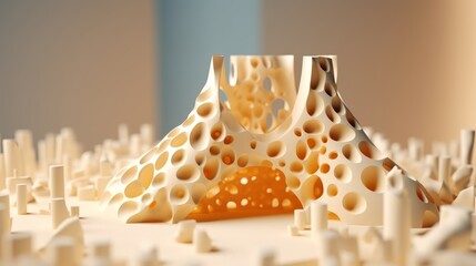 Fractal cheese digital art. Food pattern, food texture, food fractal. AI generative, food theme