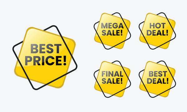 Set of sale label vector illustration, best price, mega sale and more