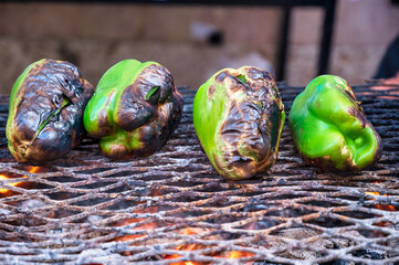 green peppers roasting
