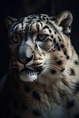 Close up portrait of a snow leopard, Generative AI