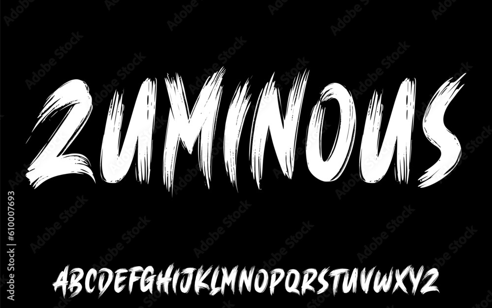 Poster ector the brush and elegant font zuminous, geometric shape font vector typeface alphabet typeset.