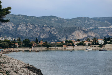 View of the Fosses beach, one of the most beautiful beaches in Saint-Jean-Cap-Ferrat