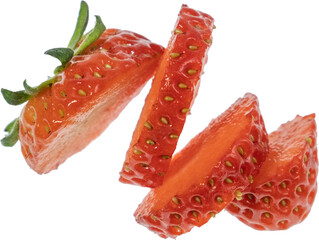 strawberry cut out on transparent background.