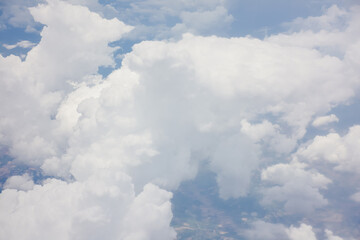 View of the sky above the clouds from the plane.