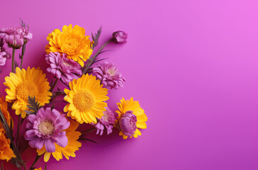 pink background with pink and yellow flowers, ai generated