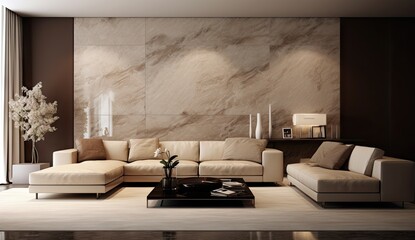 minimalist living room in an elegant environment 3d rendered illustration Generative AI
