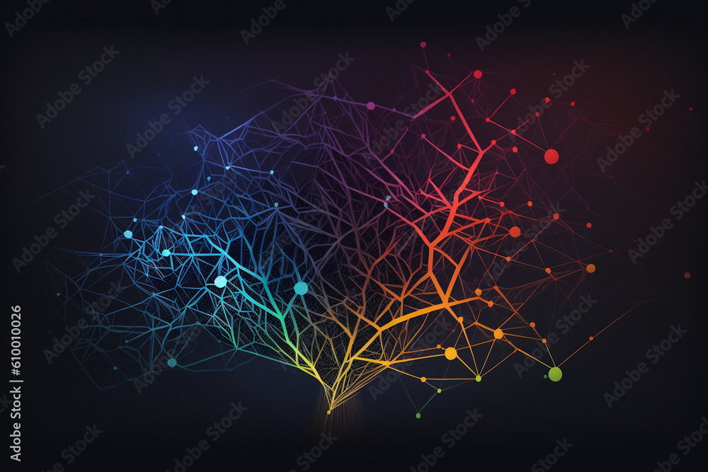 Wall mural abstract colorful background - plexus - illustration - ai generated