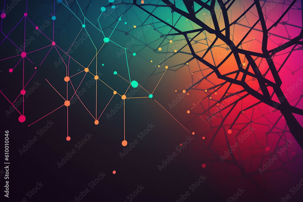 Wall mural abstract colorful background - plexus - illustration - ai generated