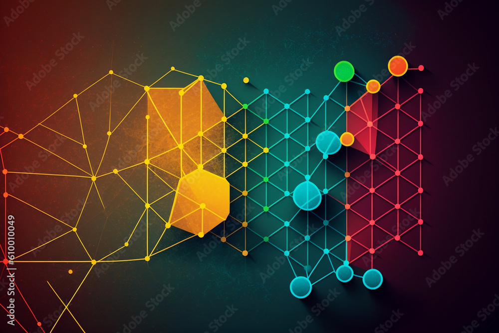 Wall mural abstract colorful background - plexus - illustration - ai generated