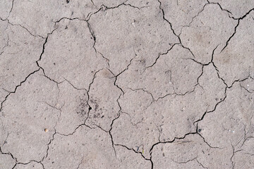 Close-up photo of dried, cracked soil.