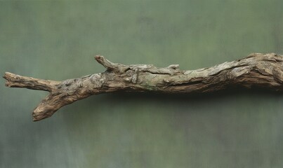  a branch of a tree that has been cut down with a sawtooth in the middle of the branch, with a bird perched on top of the branch.  generative ai