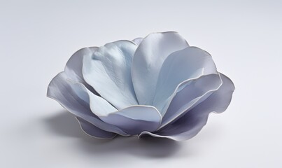  a white and blue flower on a white surface with a white back ground and a white back ground with a white back ground and a white background.  generative ai