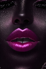 Purple glitter lips makeup lipstick